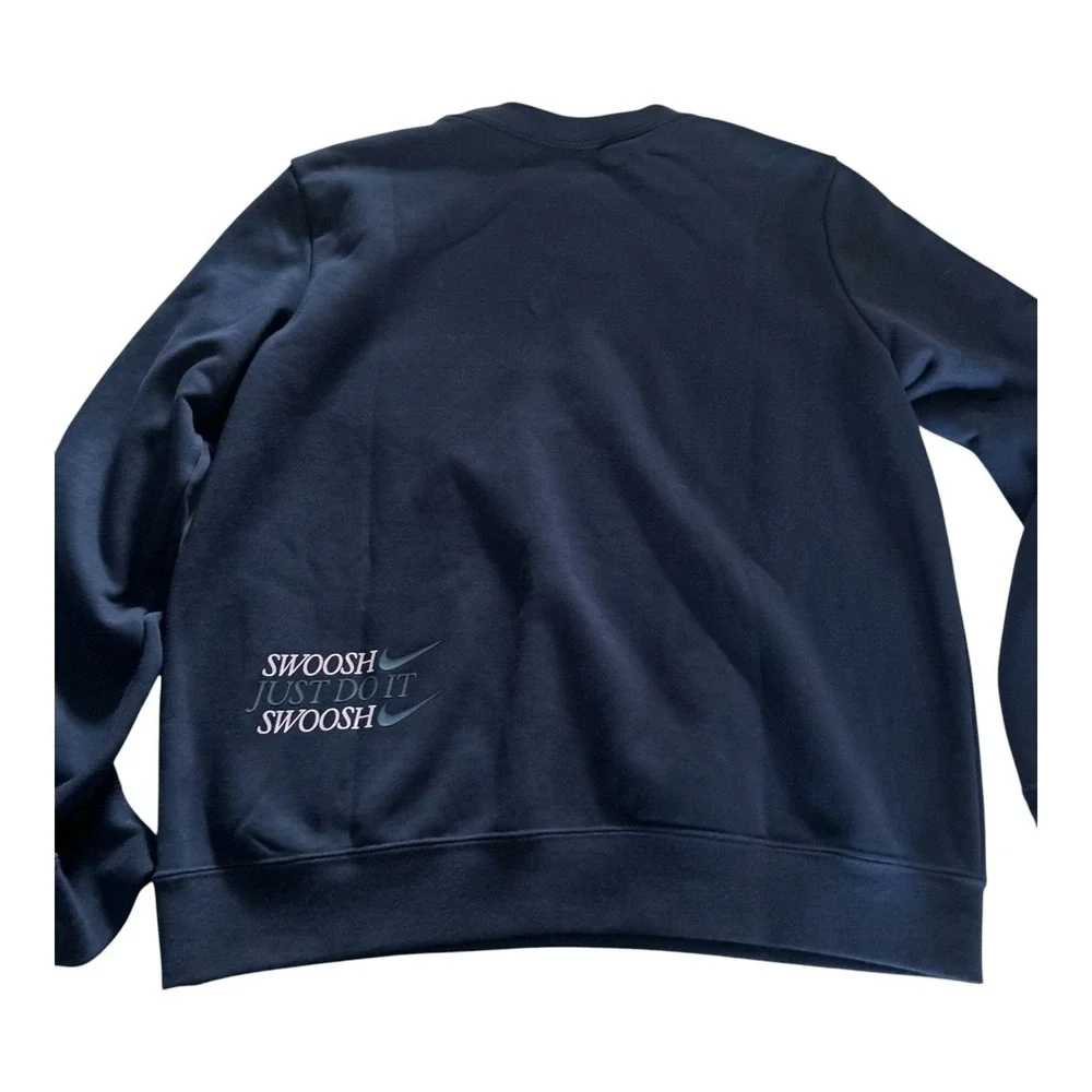 Nike Sportswear Club Pullover Sweatshirt Womens‎ M Blue Fleece Lined Crew Neck